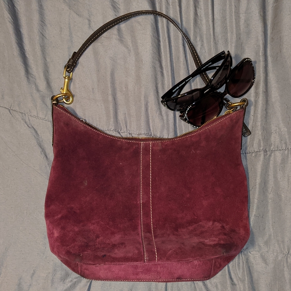 Coach burgundy suede bagette